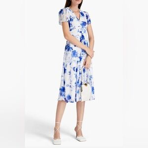 DKNY Floral Print Georgette Midi Dress